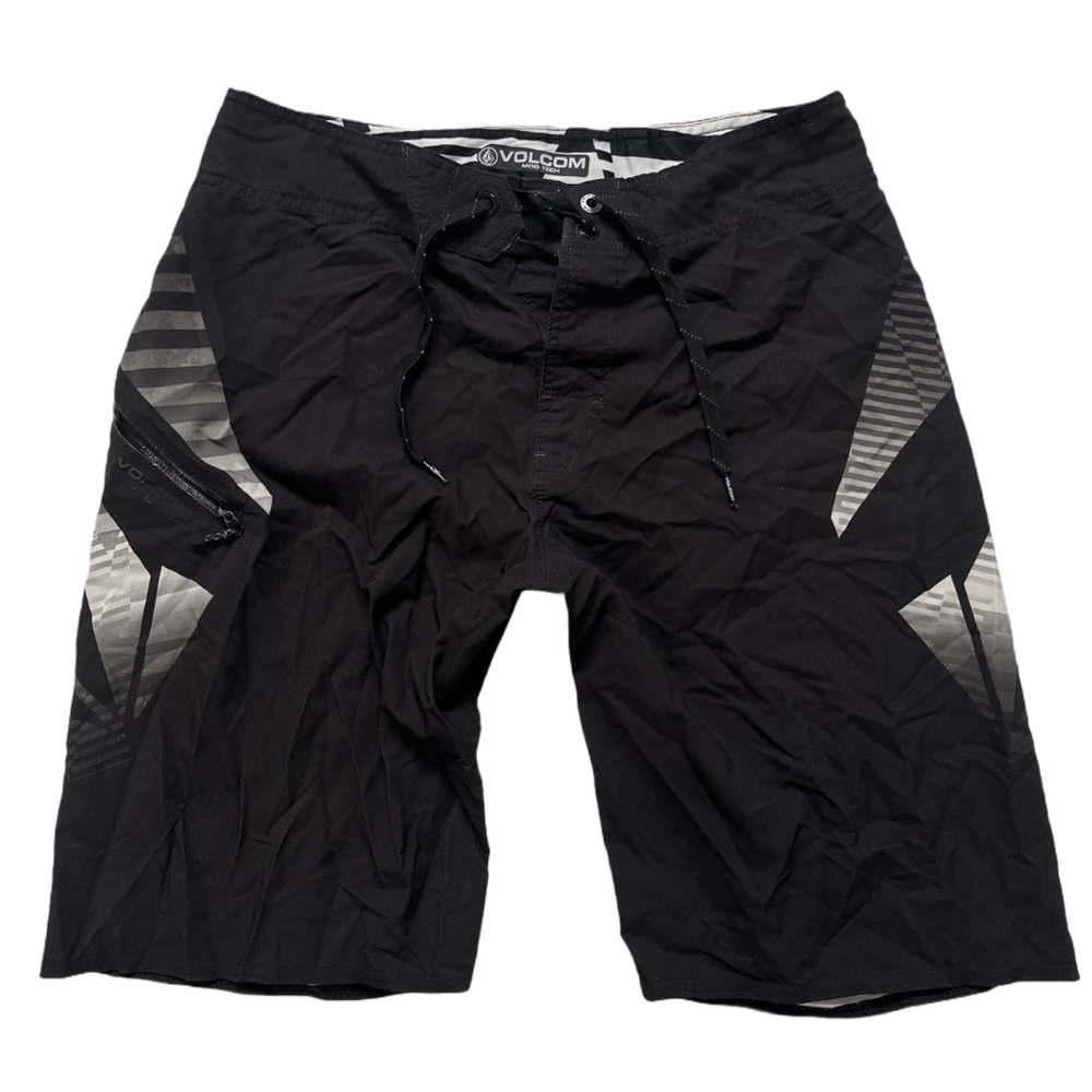 Y2K VOLCOM men's black/grey stoney mod boardshorts, 30".